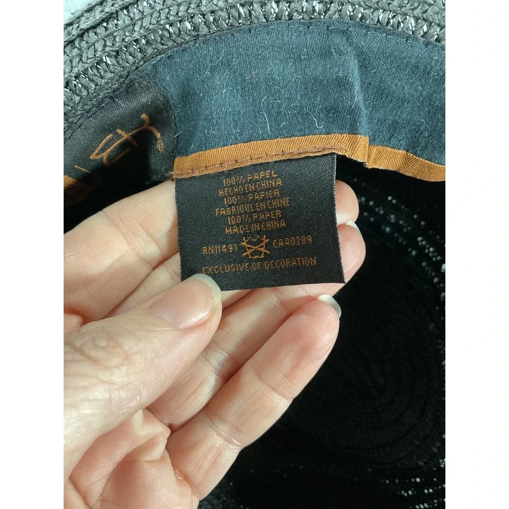 New Era EK Collection Black Woven Paper Straw Fedora Trilby Hat Large